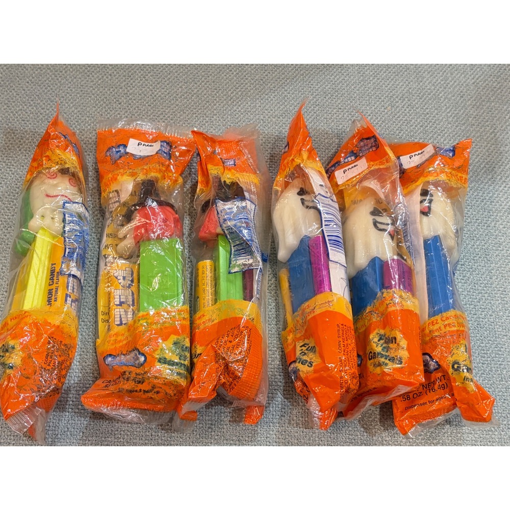 1990S PEZ Dispensers Lot 6 Sealed Fun N Games Ghost Witch Blob Halloween NOS
